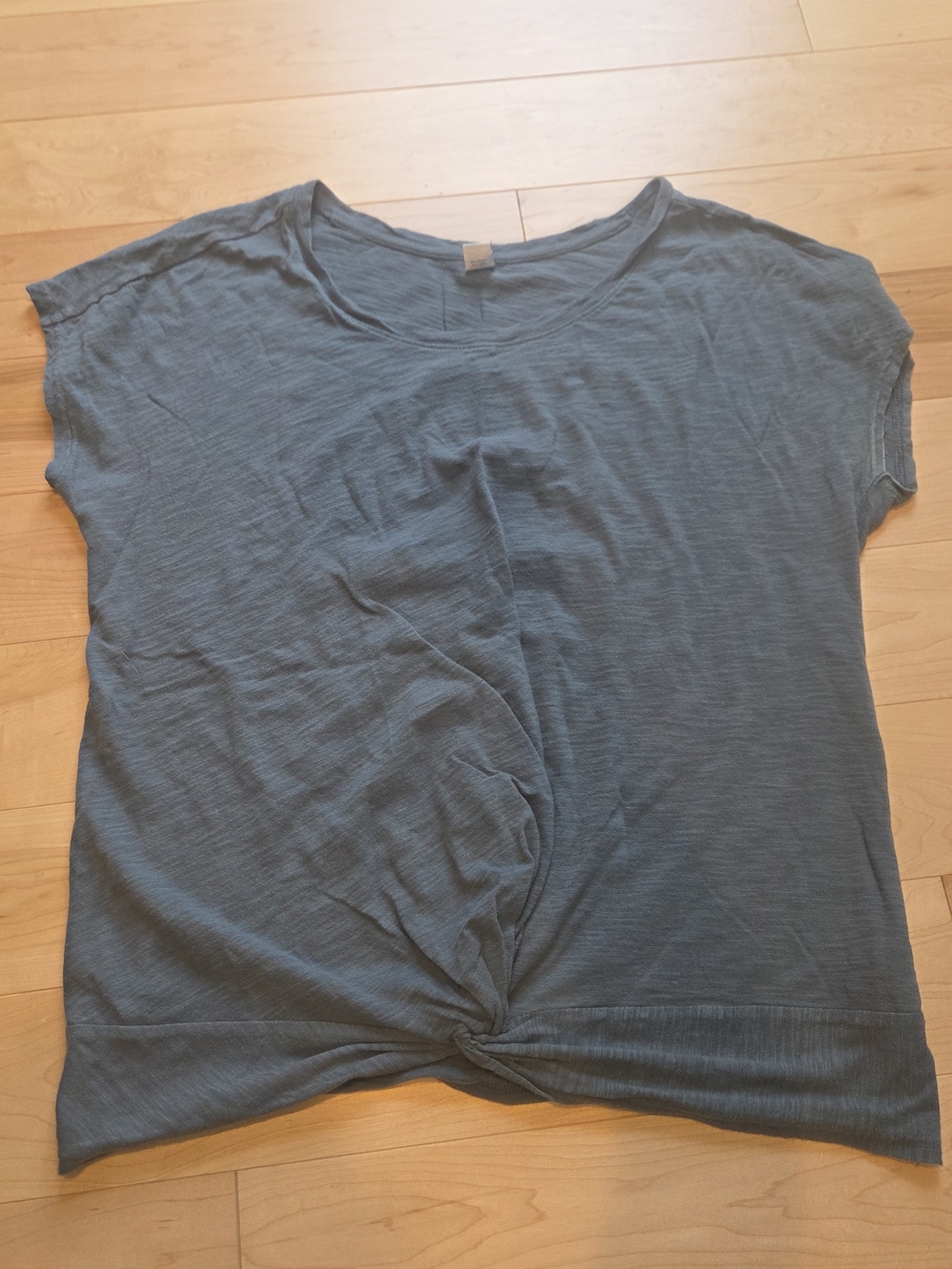 Maternity Short Sleeve Twist-Front Top - Slate Blue